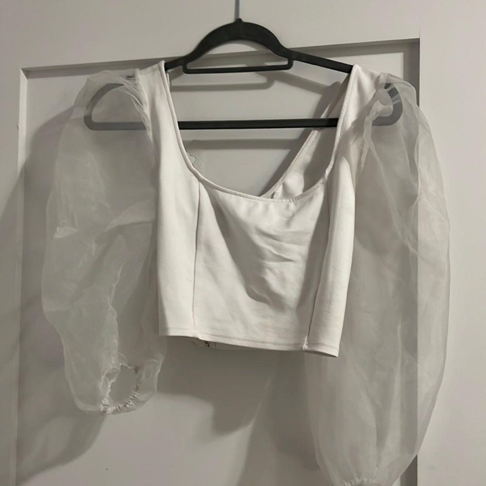 Fluffy sleeve crop top
